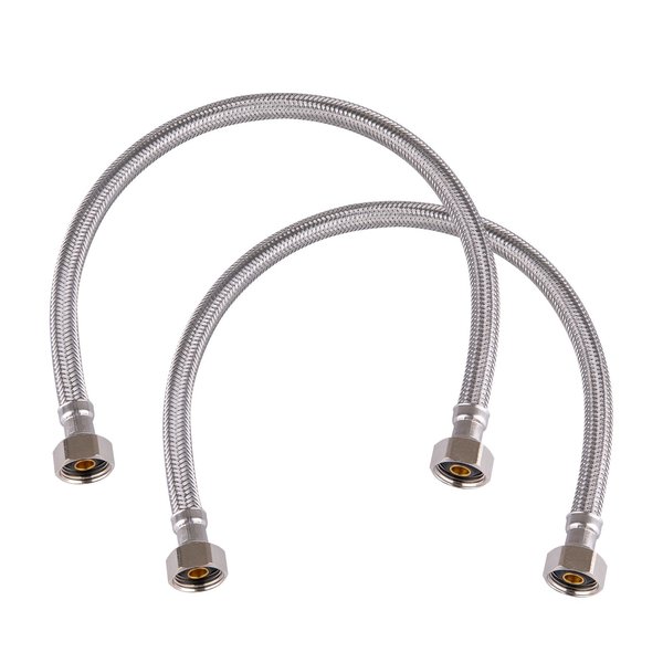 Hausen 20-Inch Stainless Steel Faucet Connector 1/2" FIPX 1/2" FIP, Faucet Supply Line, 2PK HA-FC-101